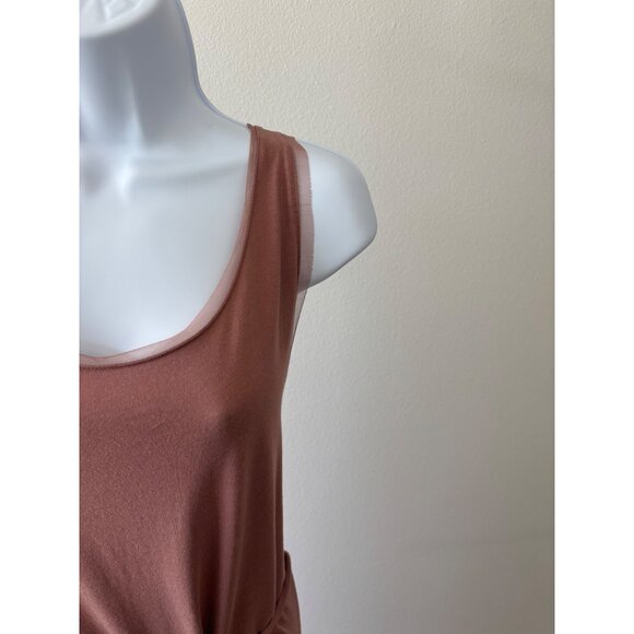 Jersey Dress Large Mesh Hem Drawstring Waist Beachy Lagenlook Festival Boho Chic - Picture 11 of 12